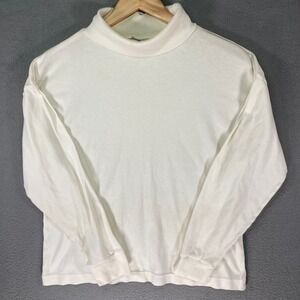 CORNER STONE Womens XL White Long Sleeve Turtleneck Top 55% Cotton 45% Polyester